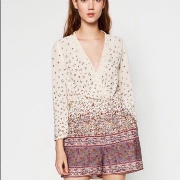 Zara Floral Romper/Jumper Long Sleeves Small NEW - Picture 1 of 8